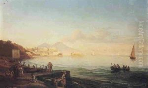Ansicht Von Mergellina Bei Neapel by Carl (Karl) Wilhelm Goetzloff