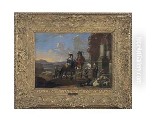 A Hawking Party Beside Classical Ruins