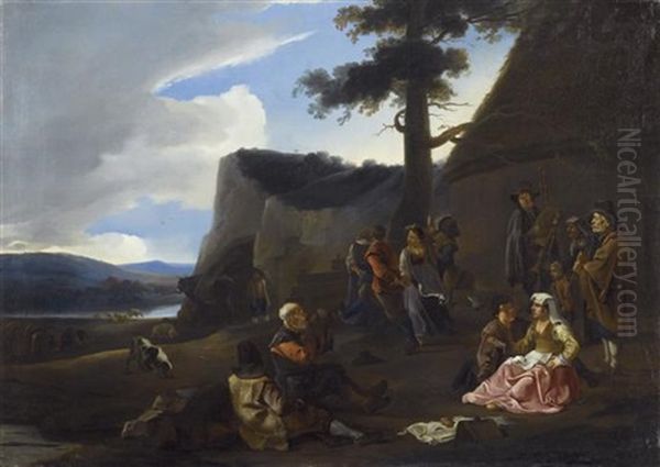 Tarantella - Mediterrane Landschaft Mit Hirten Beim Feiern Und Tanzen - view 1
