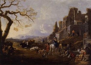 Landscape With Figures by Antoon Goubau