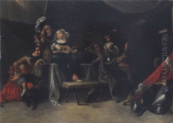Interieur De Taverne Avec Des Soldats Et Une Musicienne - view 1