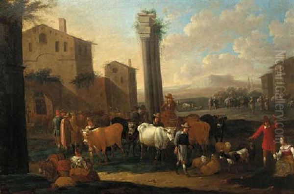 An Italianate Town With Herdsmen And Livestock - view 1