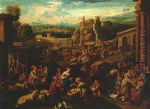 A Market In An Extensive Italianate Landscape A Market In An Extensive Italianate Landscape