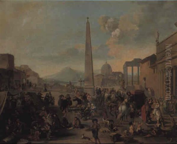 A Capriccio Of A Roman Market With Numerous Figures - view 1