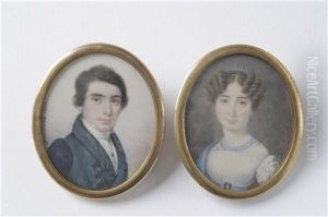 Two Portrait Miniatures Of A Biedermeier Couple