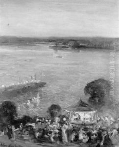 Abendliches Volksfest Mit Karussell Am Meer by Alexander Carruthers Gould