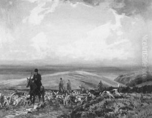 With The D And S.s.h. On Stoke Common Exmoor - A Hunting Scene by Alexander Carruthers Gould
