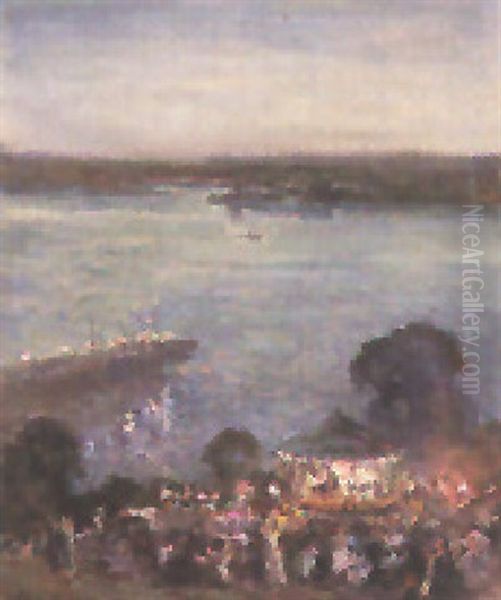 Festliches Treiben In Der Abenddammerung Am Meer - view 1