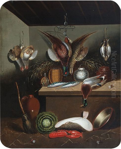 Interior With Pheasant,a Duck And Fish - view 1