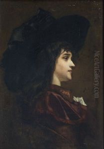 Jeune Femme De Profil Au Chapeau Noir