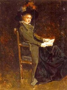 A Portrait Of A Lady, Seated, With A Book by Jules Adolphe Goupil