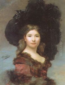 Portrait Of A Young Girl Wearing A Feathered Hat
