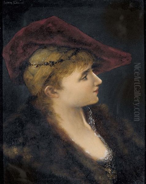 Portrat Einer Jungen Dame Mit Rotem Hut - view 1