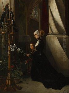 Priere Devant La Vierge by Leon Lucien Goupil