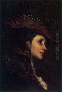 Elegante Au Chapeau Rouge by Leon Lucien Goupil