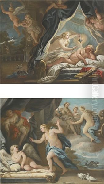 Psyche Discovering The Sleeping Cupid And Venus Chides Cupid (pair) - view 1
