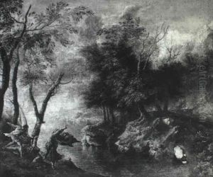 An Italianate River Landscape With The Death Of St. Peter Martyr by Joseph Goupy