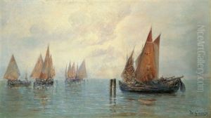 Segelboote Vor Der Kuste by Louise De Goussaincourt De Gauvain