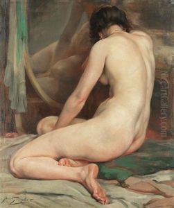 A Seated Nude Before A Mirror