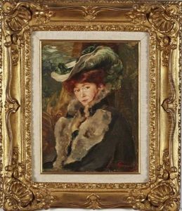 Portrait De Femme by Jean Leon Henri Gouweloos
