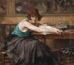 Femme Dans Un Cafe by Jean Leon Henri Gouweloos