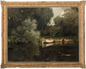 Barque Sur L'etang by Jean Leon Henri Gouweloos