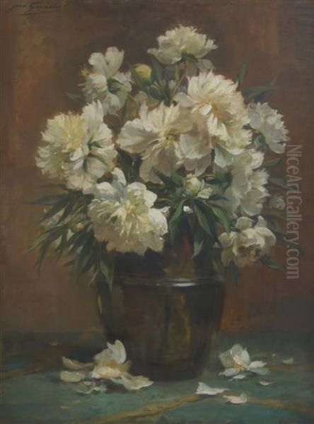 Vase Fleuri De Pivoines Blanches - view 1