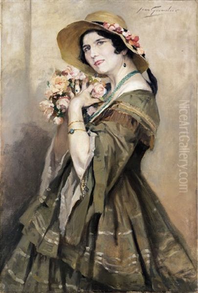 Vrouw Met Bloemenhoed - view 1