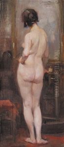 Naakt In Het Schildersatelier by Jean Leon Henri Gouweloos