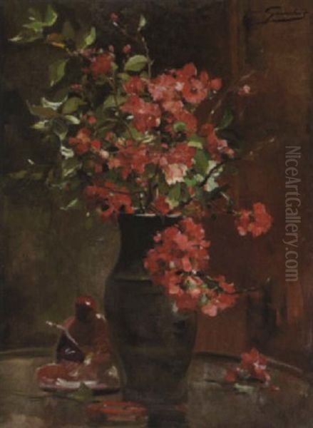 Composition Au Vase Fleuri Et A La Figurine - view 1