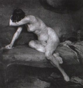 Nu Assis Se Voilant La Face by Jean Leon Henri Gouweloos