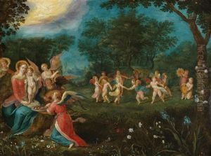 The Virgin And Child With Music-making Angels In A Landscape The Virgin And Child With Music-making Angels In A Landscape