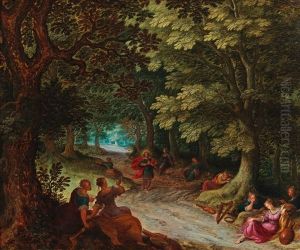 Apollo And The Muses Of Music In A Wooded Landscape by Abraham Govaerts