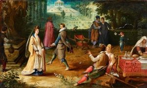 Garden Landscape With Courtly Figures by Abraham Govaerts