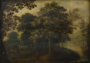 Chevaux Et Paysans A L'oree D'un Bois by Abraham Govaerts