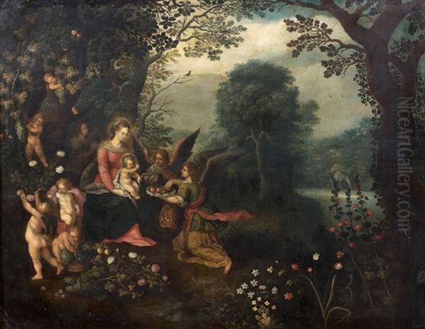La Sainte Famille Servie Par Des Anges - view 1