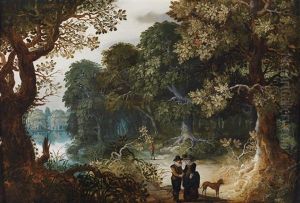 Ein Elegantes Paar Bei Einem Waldspaziergang Ein Elegantes Paar Bei Einem Waldspaziergang