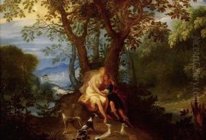 Landschaft Mit Venus Und Adonis by Abraham Govaerts
