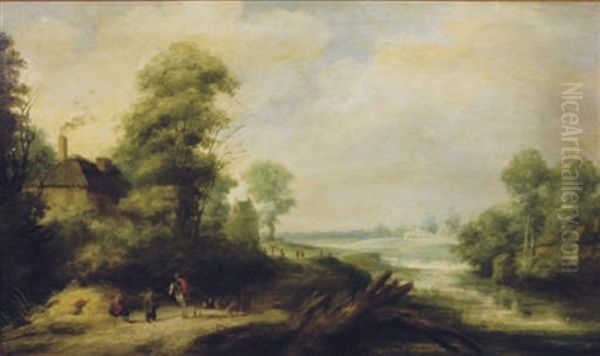 Horserider Giving Alms To Beggars On A Country Road - view 1