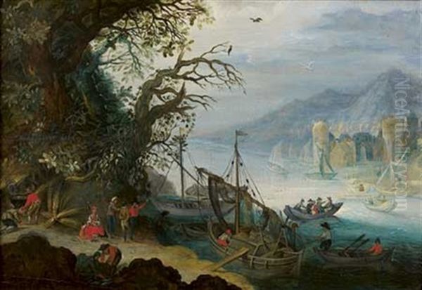 Paysage De Riviere Avec Des Bateaux - view 1