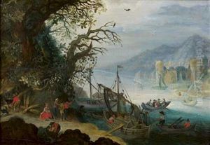 Paysage De Riviere Avec Des Bateaux Paysage De Riviere Avec Des Bateaux
