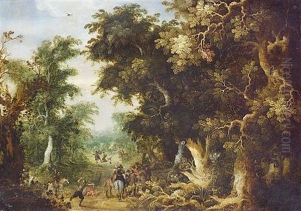 Soldiers And Bandits On A Wooded Track - view 1