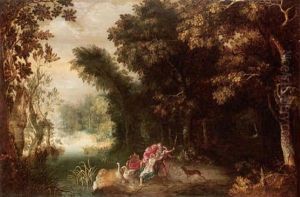 Venus And Adonis In A Wooded Landscape by Abraham Govaerts