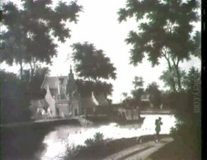 Traveller Following A Canal Into Town by Abraham Govaerts