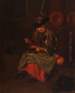 Woman Eating Soup In An Interior