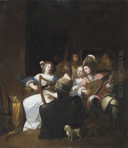 Musizierende Gesellschaft In Der Stube by Hendrik Govaerts