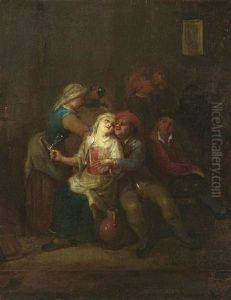 Das Trinkgelage. Frivole Gesellschaft Front Lasterhaft Dem Weine by Hendrik Govaerts