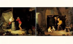 Le Barattage Du Beurre (+ La Famille Du Paysan Pres De L'atre; Pair)