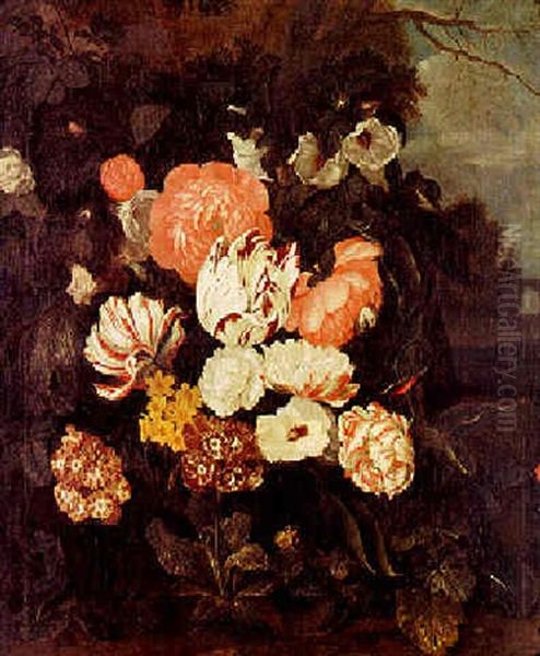 Still Life Of Flowers In A Landscape - view 1