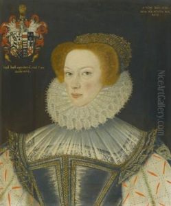 Portrait Of Jennet Parkinson, Wife Of Cuthbert Hesketh Of Whitehill, Lancashire by George Gower